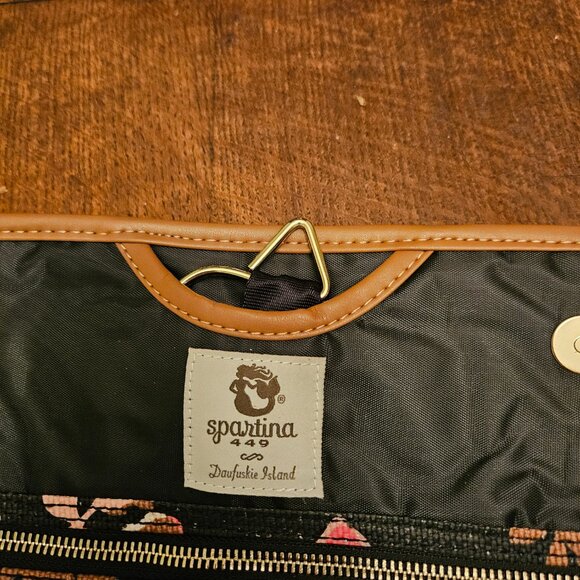 Spartina 449 Natural Linen Black Floral Print Hang Up Toiletry Bad - Picture 4 of 9